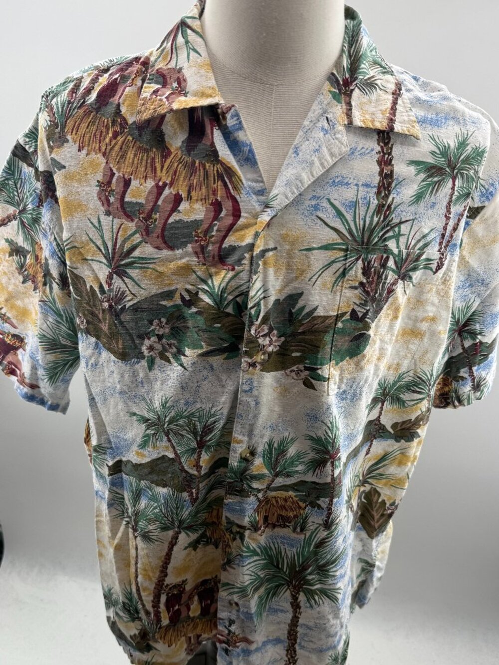 Ron Jon Surf Shop Tropical Cotton Hawaiian Shirt Mens Large Vintage